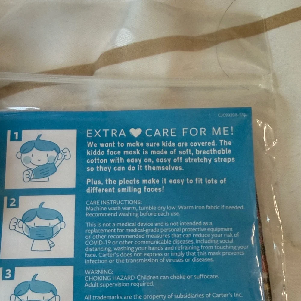 Carter's Denim Blue Kids Bowtie and face mask boys or unisex new